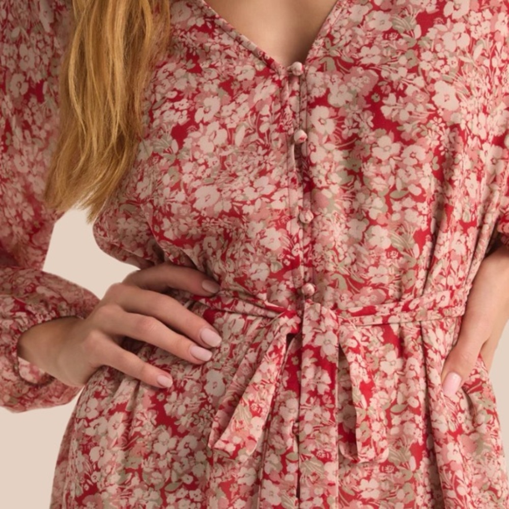 Z Supply Della Floral Dress - Crimson Crush - Picture 4 of 4